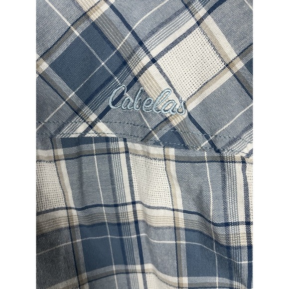 Cabelas All Over Vented Men's Blue Short Sleeve Plaid XL Hiking Fishing Shirt - Picture 7 of 9